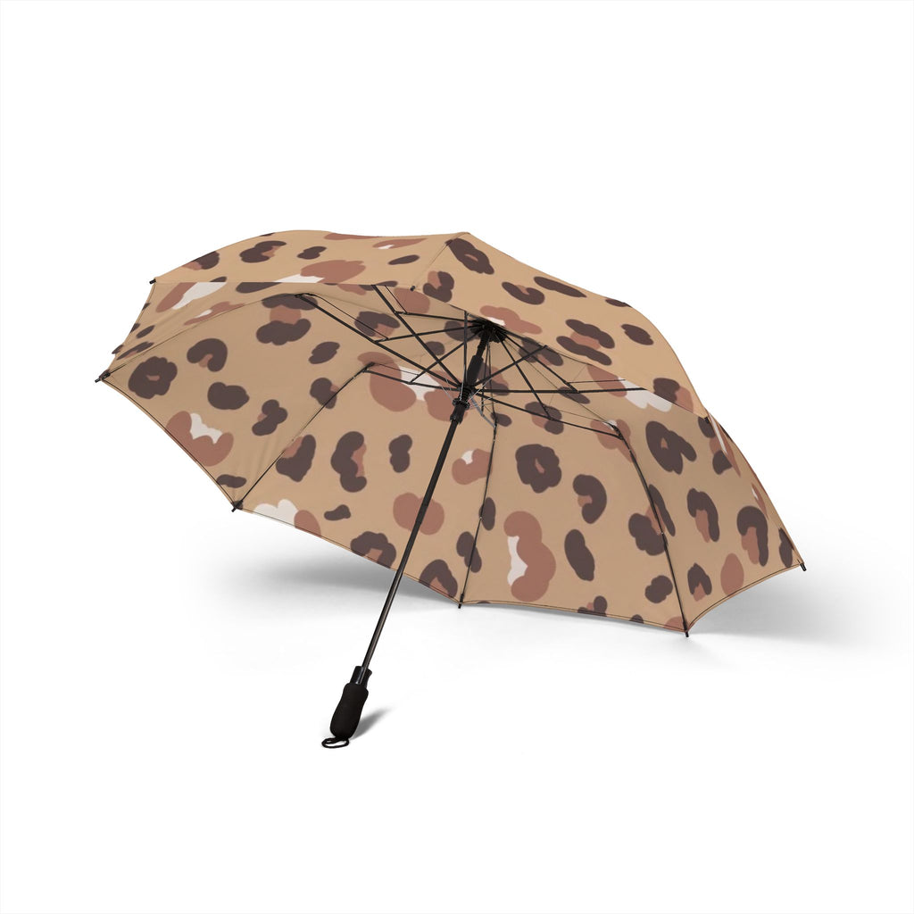 Leopard Print Foldable Umbrella — Compact Semi‑Automatic Rain Travel Umbrella