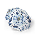 Foldable Umbrella — Blue Watercolor Floral Semi-Automatic Compact Umbrella